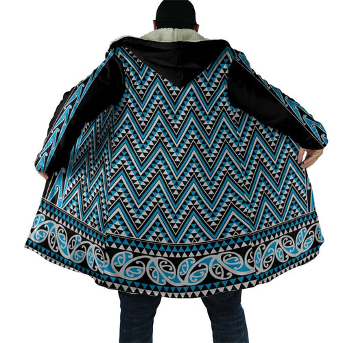 New Zealand Maori Niho Taniwha Cloak Kikorangi Mangopare and Puhoro Pattern - Aussie Hoodie