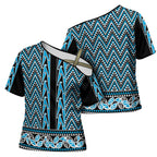 New Zealand Maori Niho Taniwha Cross Shoulder Shirt Kikorangi Mangopare and Puhoro Pattern - Aussie Hoodie