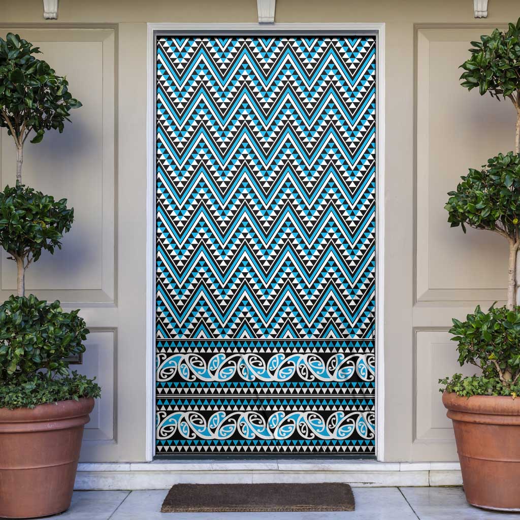 New Zealand Maori Niho Taniwha Door Cover Kikorangi Mangopare and Puhoro Pattern - Aussie Hoodie