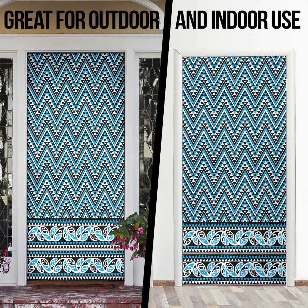 New Zealand Maori Niho Taniwha Door Cover Kikorangi Mangopare and Puhoro Pattern - Aussie Hoodie