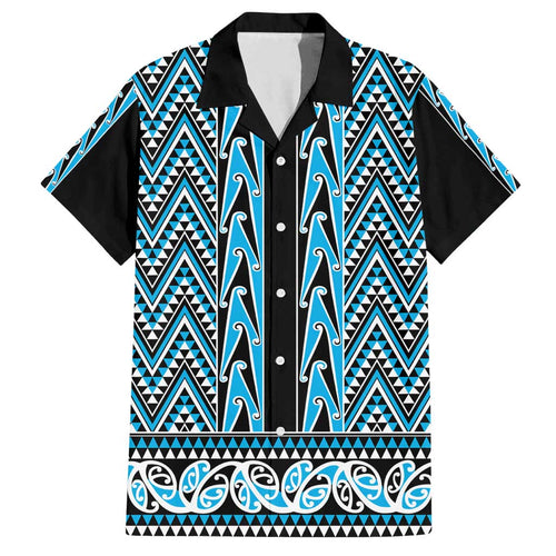 New Zealand Maori Niho Taniwha Family Matching Long Sleeve Bodycon Dress and Hawaiian Shirt Kikorangi Mangopare and Puhoro Pattern