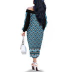 New Zealand Maori Niho Taniwha Family Matching Off The Shoulder Long Sleeve Dress and Hawaiian Shirt Kikorangi Mangopare and Puhoro Pattern