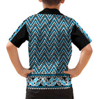 New Zealand Maori Niho Taniwha Family Matching Puletasi and Hawaiian Shirt Kikorangi Mangopare and Puhoro Pattern