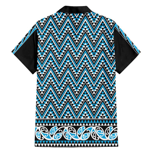 New Zealand Maori Niho Taniwha Family Matching Puletasi and Hawaiian Shirt Kikorangi Mangopare and Puhoro Pattern