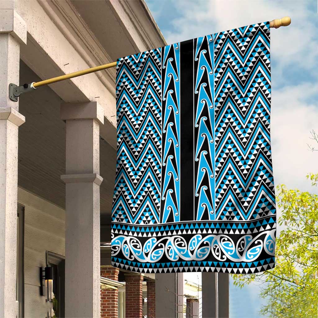 New Zealand Maori Niho Taniwha Garden Flag Kikorangi Mangopare and Puhoro Pattern