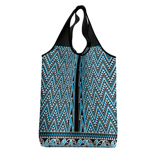 New Zealand Maori Niho Taniwha Grocery Bag Kikorangi Mangopare and Puhoro Pattern
