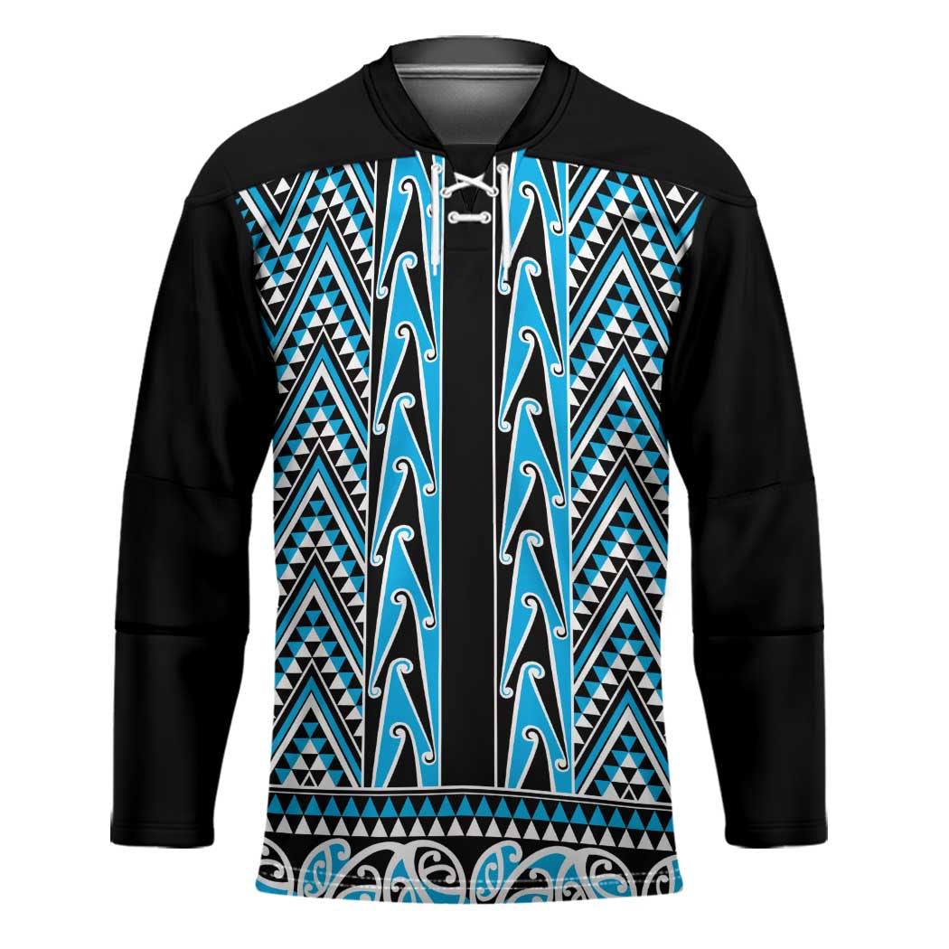 New Zealand Maori Niho Taniwha Hockey Jersey Kikorangi Mangopare and Puhoro Pattern - Aussie Hoodie