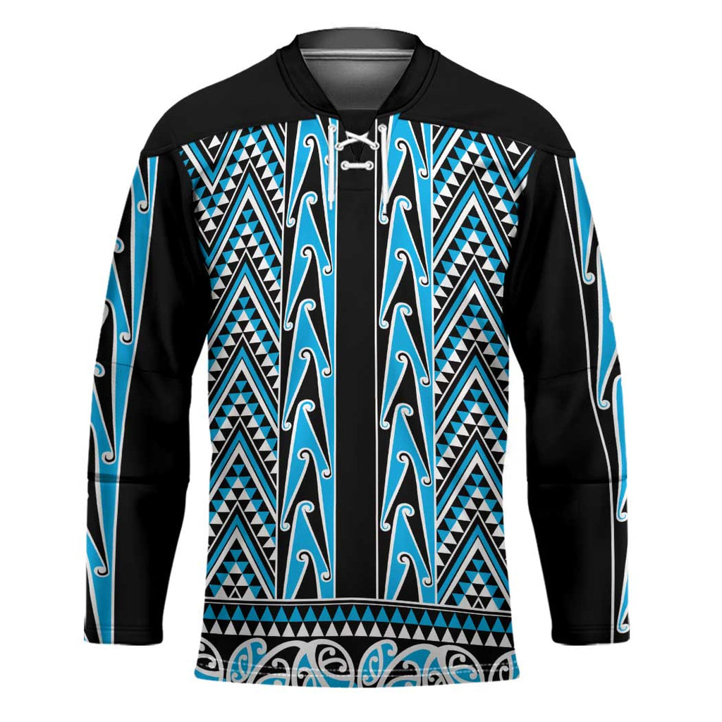 New Zealand Maori Niho Taniwha Hockey Jersey Kikorangi Mangopare and Puhoro Pattern - Aussie Hoodie