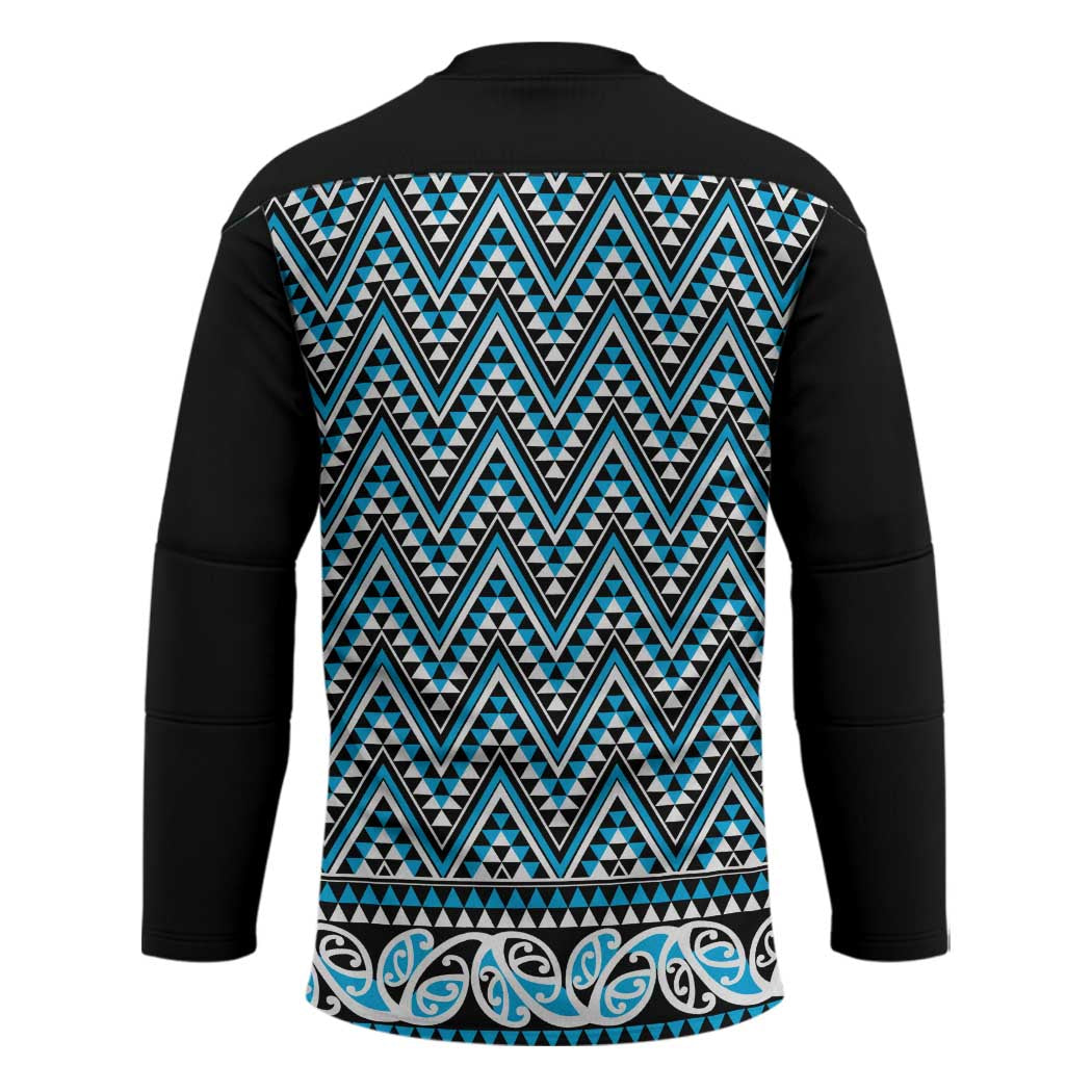 New Zealand Maori Niho Taniwha Hockey Jersey Kikorangi Mangopare and Puhoro Pattern - Aussie Hoodie