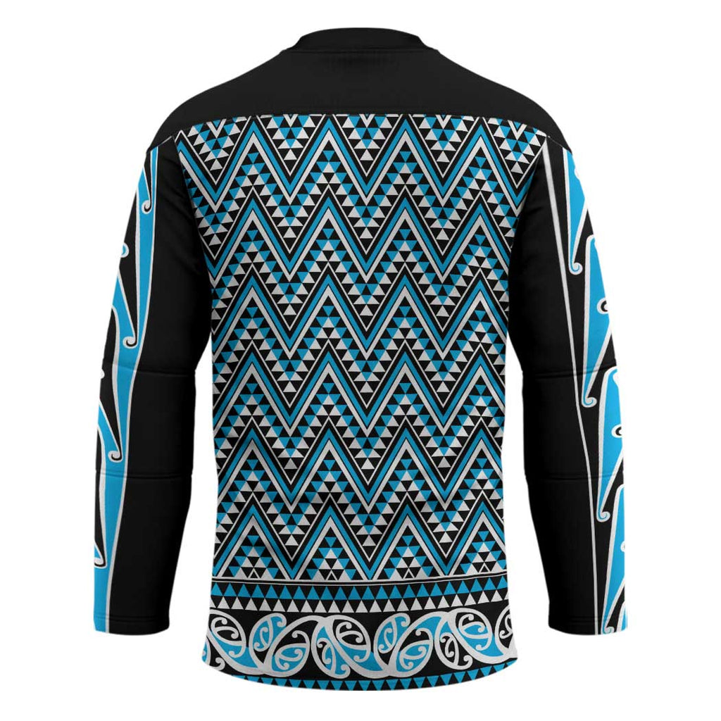 New Zealand Maori Niho Taniwha Hockey Jersey Kikorangi Mangopare and Puhoro Pattern - Aussie Hoodie