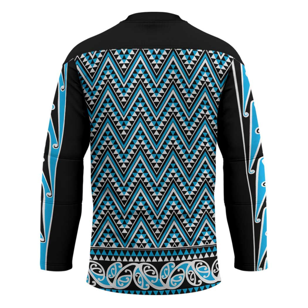 New Zealand Maori Niho Taniwha Hockey Jersey Kikorangi Mangopare and Puhoro Pattern - Aussie Hoodie