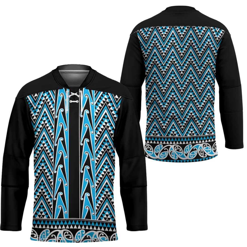 New Zealand Maori Niho Taniwha Hockey Jersey Kikorangi Mangopare and Puhoro Pattern - Aussie Hoodie