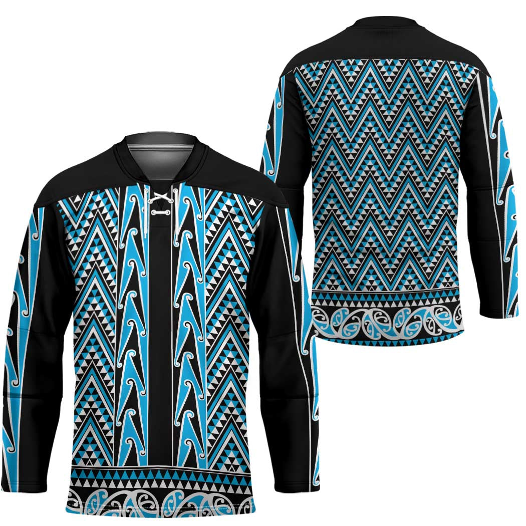 New Zealand Maori Niho Taniwha Hockey Jersey Kikorangi Mangopare and Puhoro Pattern - Aussie Hoodie
