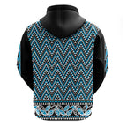 New Zealand Maori Niho Taniwha Hoodie Kikorangi Mangopare and Puhoro Pattern