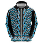 New Zealand Maori Niho Taniwha Hoodie Kikorangi Mangopare and Puhoro Pattern