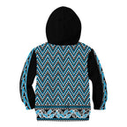New Zealand Maori Niho Taniwha Kid Hoodie Kikorangi Mangopare and Puhoro Pattern