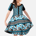 New Zealand Maori Niho Taniwha Kid Short Sleeve Dress Kikorangi Mangopare and Puhoro Pattern