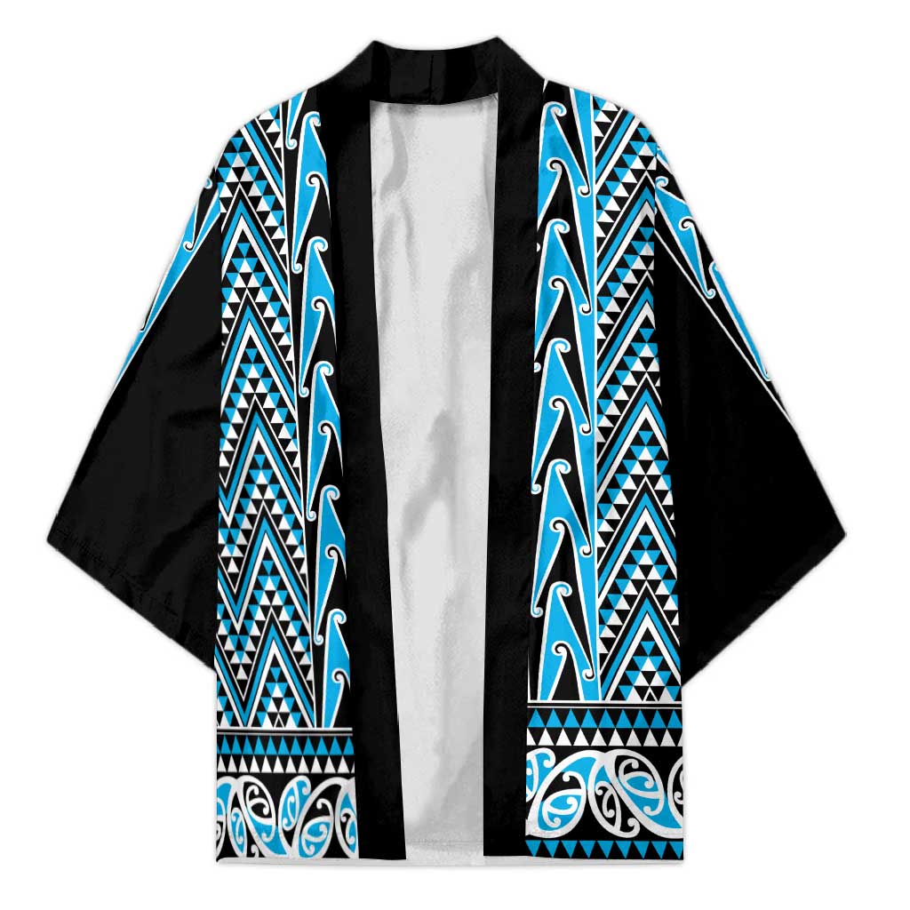 New Zealand Maori Niho Taniwha Kimono Kikorangi Mangopare and Puhoro Pattern - Aussie Hoodie