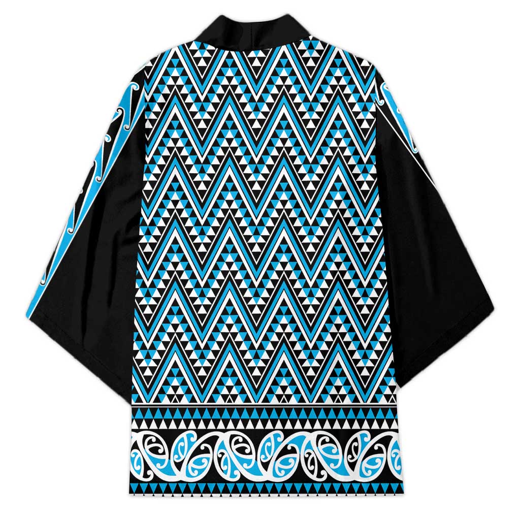 New Zealand Maori Niho Taniwha Kimono Kikorangi Mangopare and Puhoro Pattern - Aussie Hoodie