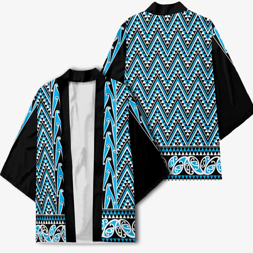 New Zealand Maori Niho Taniwha Kimono Kikorangi Mangopare and Puhoro Pattern - Aussie Hoodie