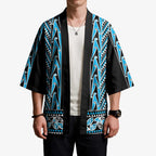 New Zealand Maori Niho Taniwha Kimono Kikorangi Mangopare and Puhoro Pattern - Aussie Hoodie