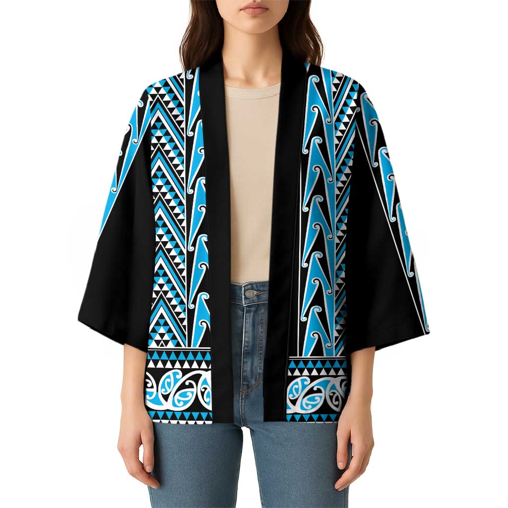 New Zealand Maori Niho Taniwha Kimono Kikorangi Mangopare and Puhoro Pattern - Aussie Hoodie