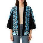 New Zealand Maori Niho Taniwha Kimono Kikorangi Mangopare and Puhoro Pattern - Aussie Hoodie