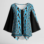 New Zealand Maori Niho Taniwha Kimono Sleeve Blouse Kikorangi Mangopare and Puhoro Pattern - Aussie Hoodie