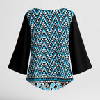 New Zealand Maori Niho Taniwha Kimono Sleeve Blouse Kikorangi Mangopare and Puhoro Pattern - Aussie Hoodie