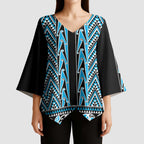 New Zealand Maori Niho Taniwha Kimono Sleeve Blouse Kikorangi Mangopare and Puhoro Pattern - Aussie Hoodie
