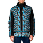 New Zealand Maori Niho Taniwha Padded Jacket Kikorangi Mangopare and Puhoro Pattern - Aussie Hoodie
