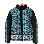 New Zealand Maori Niho Taniwha Padded Jacket Kikorangi Mangopare and Puhoro Pattern - Aussie Hoodie