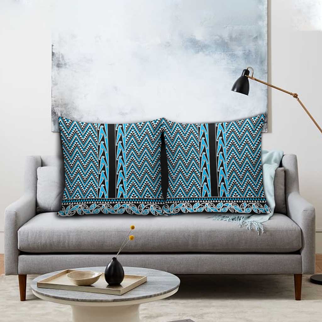 New Zealand Maori Niho Taniwha Pillow Cover Kikorangi Mangopare and Puhoro Pattern - Aussie Hoodie