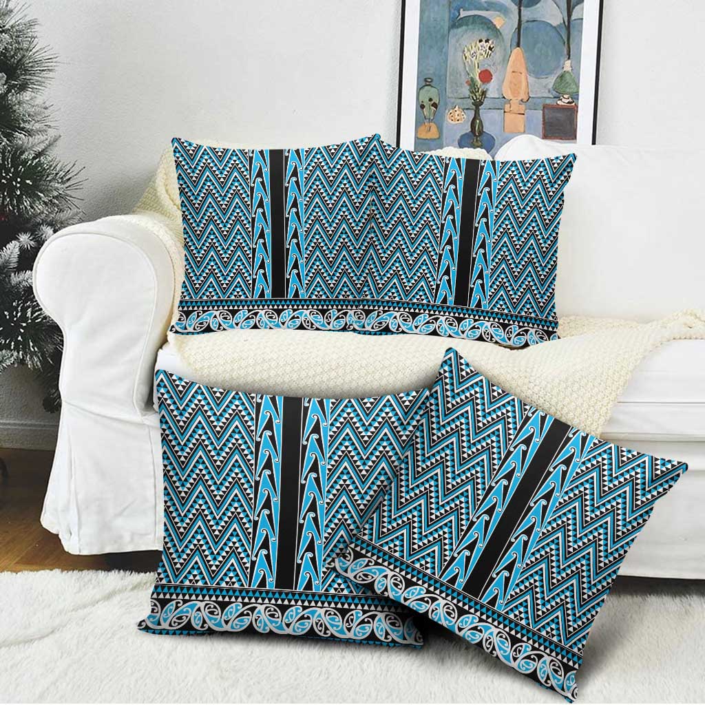 New Zealand Maori Niho Taniwha Pillow Cover Kikorangi Mangopare and Puhoro Pattern - Aussie Hoodie