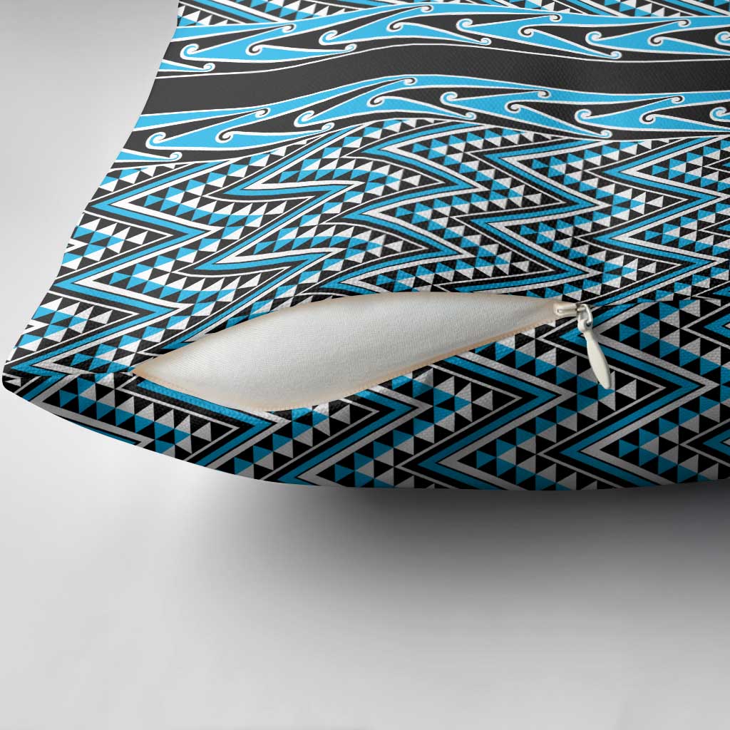 New Zealand Maori Niho Taniwha Pillow Cover Kikorangi Mangopare and Puhoro Pattern - Aussie Hoodie
