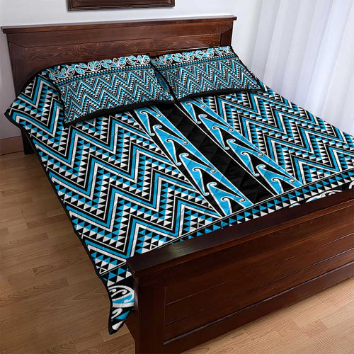 New Zealand Maori Niho Taniwha Quilt Bed Set Kikorangi Mangopare and Puhoro Pattern