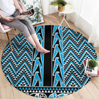 New Zealand Maori Niho Taniwha Round Carpet Kikorangi Mangopare and Puhoro Pattern