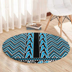 New Zealand Maori Niho Taniwha Round Carpet Kikorangi Mangopare and Puhoro Pattern