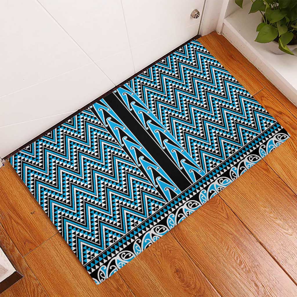 New Zealand Maori Niho Taniwha Rubber Doormat Kikorangi Mangopare and Puhoro Pattern