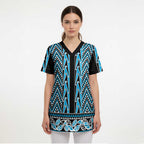 New Zealand Maori Niho Taniwha Scrub Top Kikorangi Mangopare and Puhoro Pattern - Aussie Hoodie