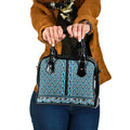 New Zealand Maori Niho Taniwha Shoulder Handbag Kikorangi Mangopare and Puhoro Pattern