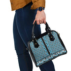 New Zealand Maori Niho Taniwha Shoulder Handbag Kikorangi Mangopare and Puhoro Pattern