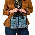 New Zealand Maori Niho Taniwha Shoulder Handbag Kikorangi Mangopare and Puhoro Pattern