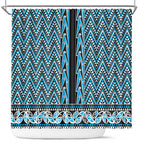New Zealand Maori Niho Taniwha Shower Curtain Kikorangi Mangopare and Puhoro Pattern