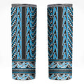 New Zealand Maori Niho Taniwha Skinny Tumbler Kikorangi Mangopare and Puhoro Pattern