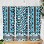 New Zealand Maori Niho Taniwha Skinny Tumbler Kikorangi Mangopare and Puhoro Pattern