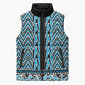 New Zealand Maori Niho Taniwha Sleeveless Puffer Jacket Kikorangi Mangopare and Puhoro Pattern - Aussie Hoodie