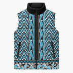 New Zealand Maori Niho Taniwha Sleeveless Puffer Jacket Kikorangi Mangopare and Puhoro Pattern - Aussie Hoodie