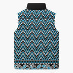 New Zealand Maori Niho Taniwha Sleeveless Puffer Jacket Kikorangi Mangopare and Puhoro Pattern - Aussie Hoodie