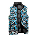 New Zealand Maori Niho Taniwha Sleeveless Puffer Jacket Kikorangi Mangopare and Puhoro Pattern - Aussie Hoodie